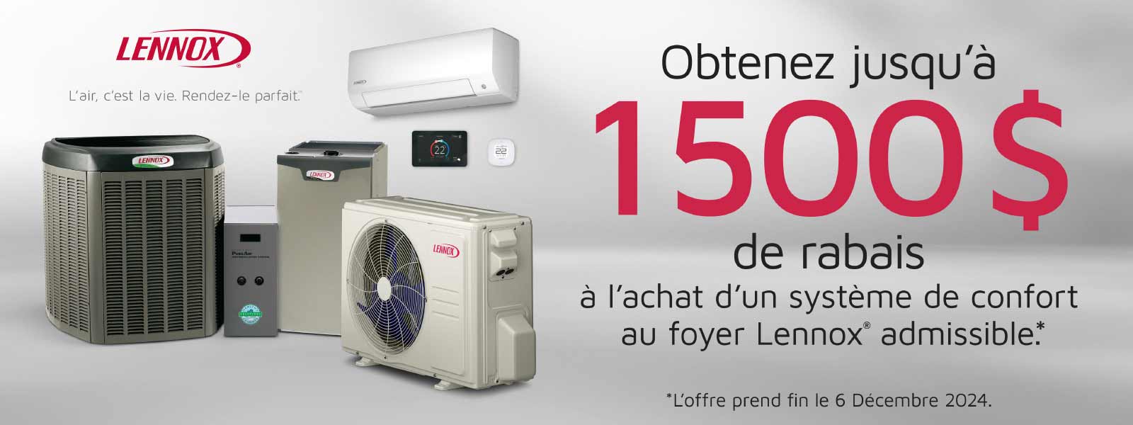 promotion 1500 de rabais Lennox